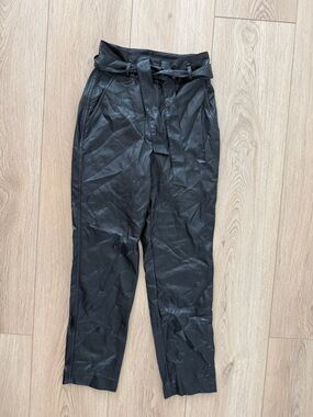 Aritzia Babaton Black High-Waist Belted faux leather